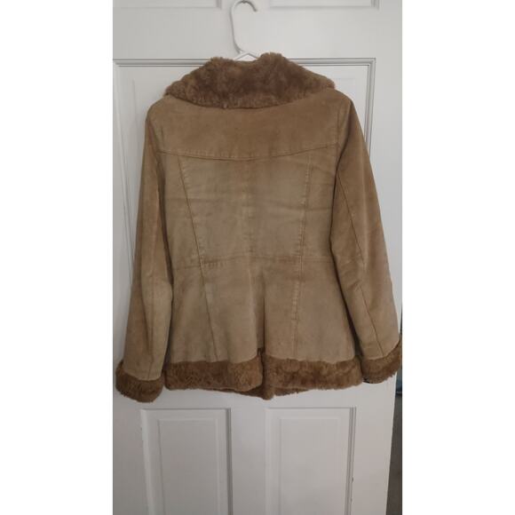 Y2K Vintage Penny Lane Suede Coat Sz M Genuine Leather, Faux Fur Xhilaration - Picture 3 of 11